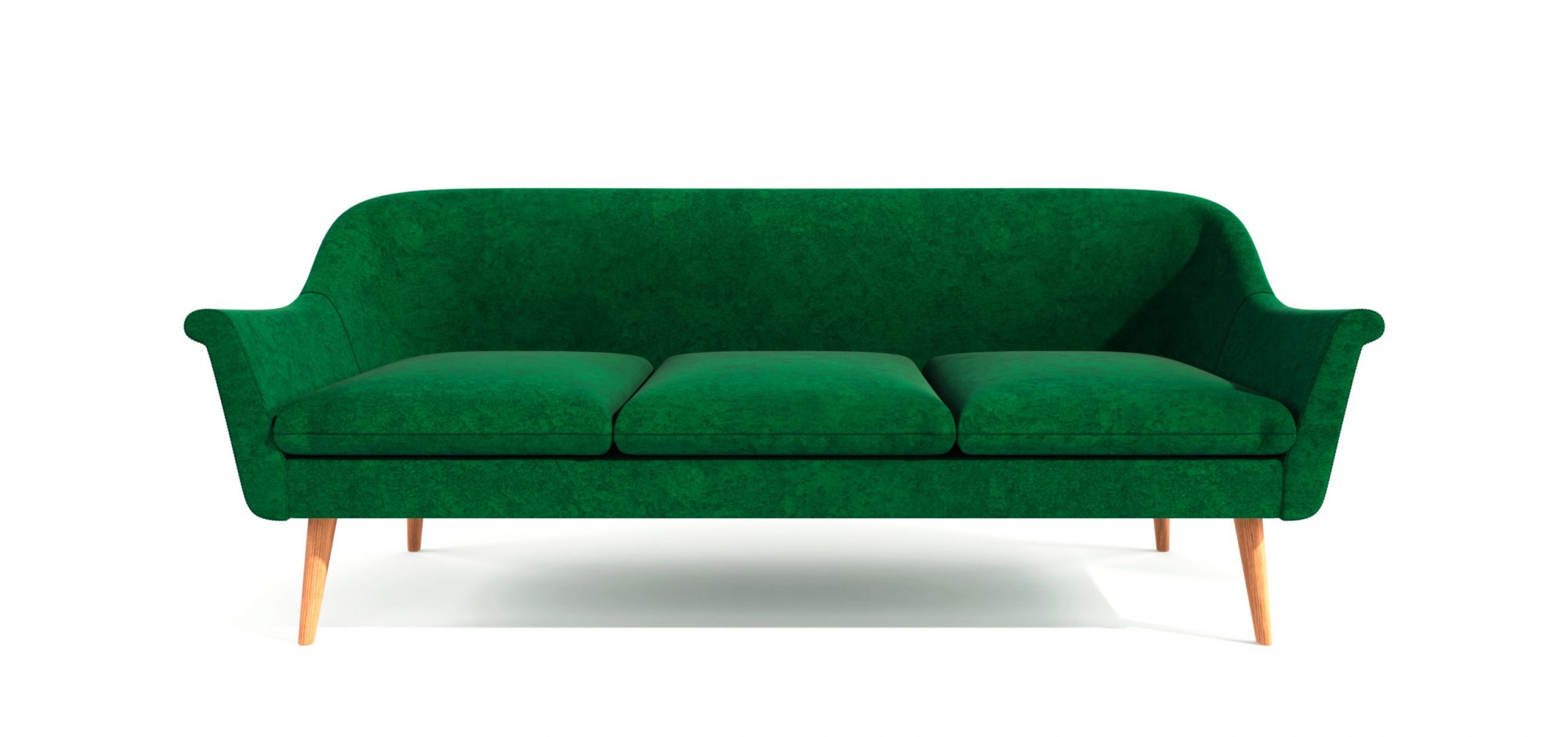 Green,Classic,Modern,Stylish,Sofa,With,Wooden,Legs,Isolated,On